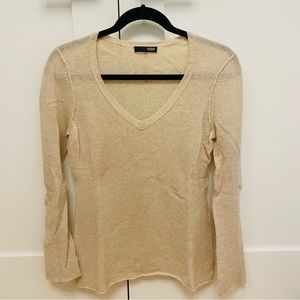 Aqua Cashmere oatmeal v-neck sweater
